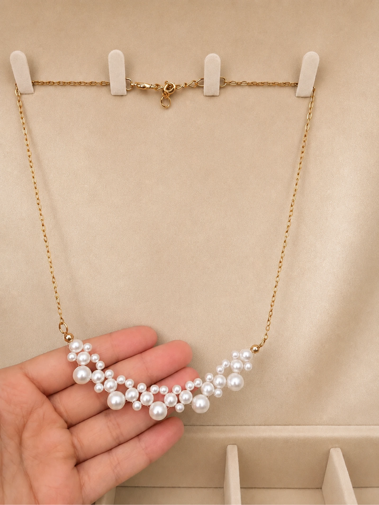 Elegante parelketting – roestvrij staal – photo 2